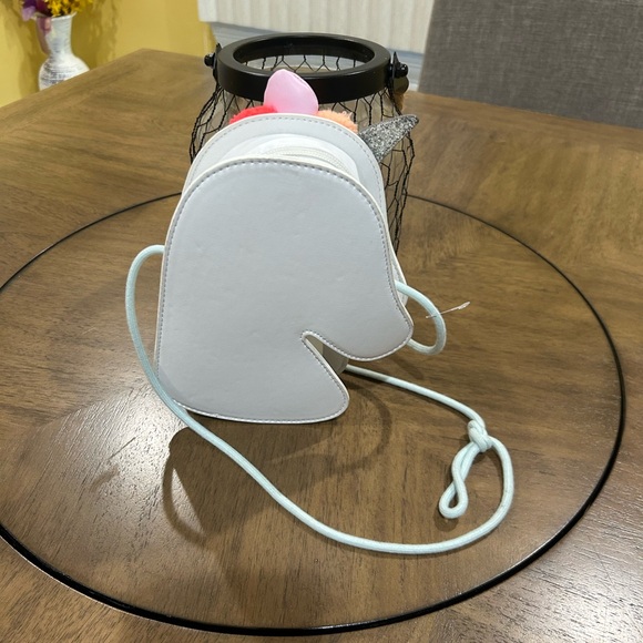 White Unicorn Pom-Pom Crossbody Bag - Picture 2 of 7